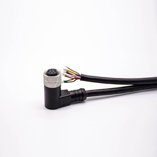 M12 Connector 8 Pole Cable Female A-Coding Angled Molded Cable 5M AWG24