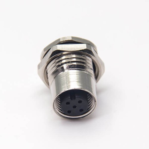 M12 Connector Standard 5 Pin A Code Female Socket Solder Cup Waterproof Panel Mount