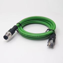 M12 D Code to RJ45 Crodset Cable M12 4 Pin Male to RJ45 Plug Straight Assembly Cable 1M Shielded AWG22