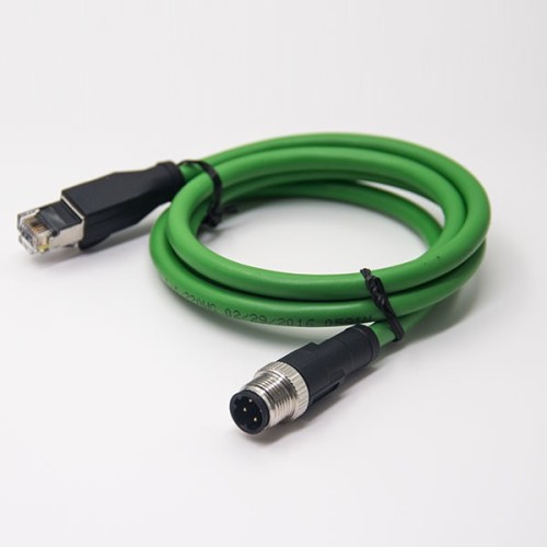 M12 D Code to RJ45 Crodset Cable M12 4 Pin Male to RJ45 Plug Straight Assembly Cable 1M Shielded AWG22