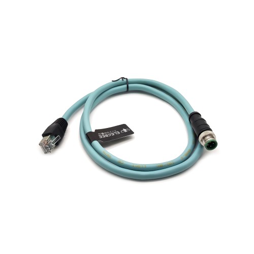 M12 D-Coded 4 Pin Male to RJ45 Gigabit High Flexible Ethernet Interface Cat7 Shielded Cable