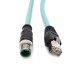 M12 D-Coded 4 Pin Male to RJ45 Gigabit High Flexible Ethernet Interface Cat7 Shielded Cable