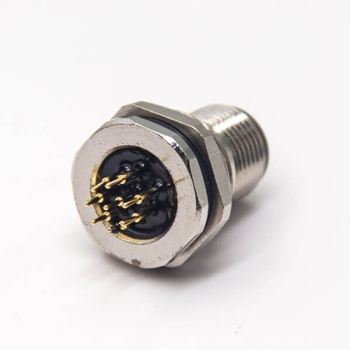 M12 Ethernet Bulkhead Connector 8 Pin A Code Straight Waterproof Through Hole Unshielded