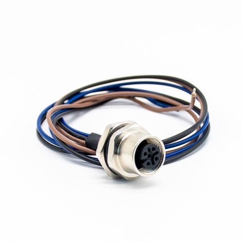 M12 Female Connector With Cable 0.2M A Coded Back Mount Wiring Waterproof 3Pin Straight Socket