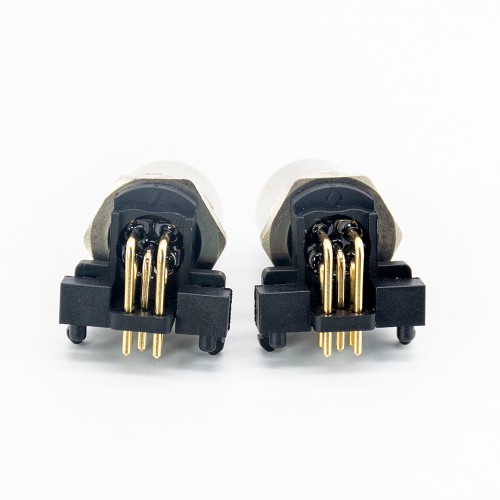 M12 Female Panel Mount Connector Right Angle 5 Pin A Coding PCB Mount Waterproof Back Mount