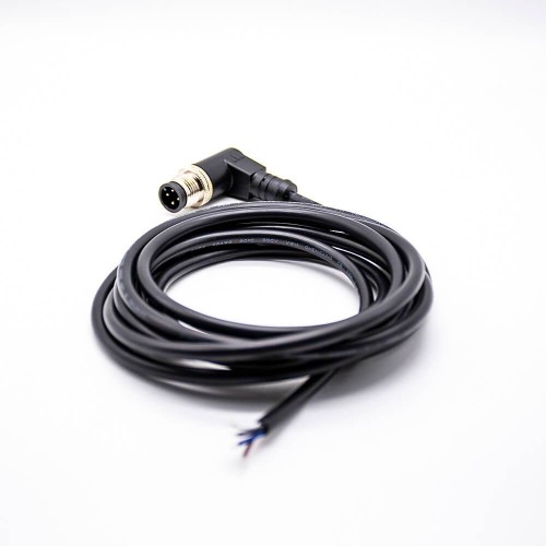 M12 Male Connector 4Pin Right Angled A Code AWG22 With 2M Wire