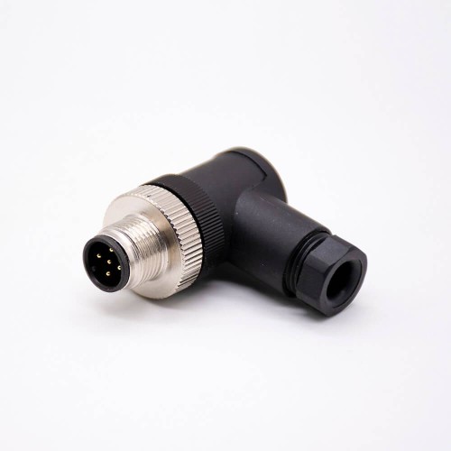 M12 Male Connector 5p right angle Screw-joint Unshielded A code