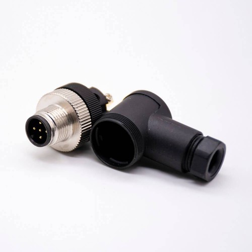 M12 Male Connector 5p right angle Screw-joint Unshielded A code