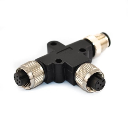 M12 T Adapter 5Pin Male To Female Waterproof A Code right Angled Connector