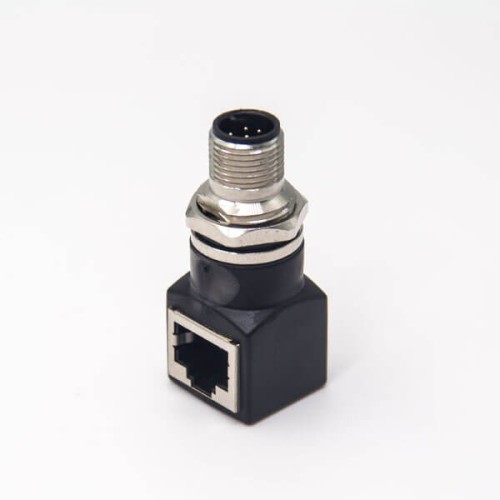 M12 to RJ45 Bulkhead Adapter 8 Pin A Code Waterproof M12 Male to RJ45 Socket