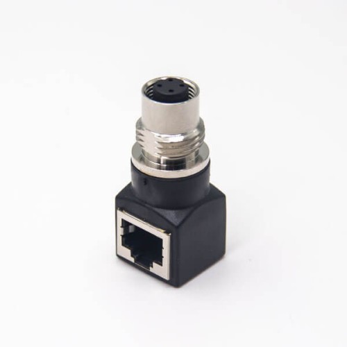 M12 to RJ45 Bulkhead Connector A Code Waterproof M12 4 Pin Female to RJ45 Female Adapter