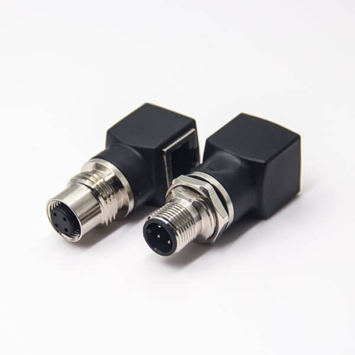 M12 to RJ45 Bulkhead Connector A Code Waterproof M12 4 Pin Female to RJ45 Female Adapter