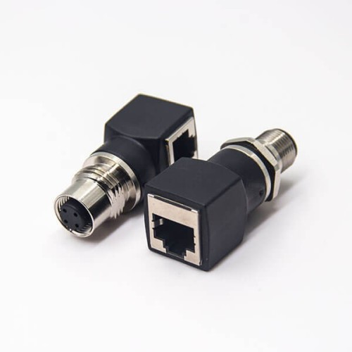 M12 to RJ45 Bulkhead Connector A Code Waterproof M12 4 Pin Female to RJ45 Female Adapter