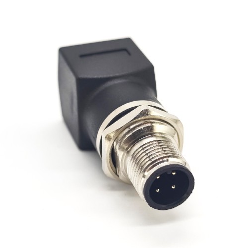 M12 to RJ45 Connector Straight Adapter M12 4 Pin Male to RJ45 Female Socket A Code Waterproof