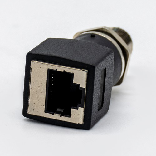 M12 to RJ45 Connector Straight Adapter M12 4 Pin Male to RJ45 Female Socket A Code Waterproof