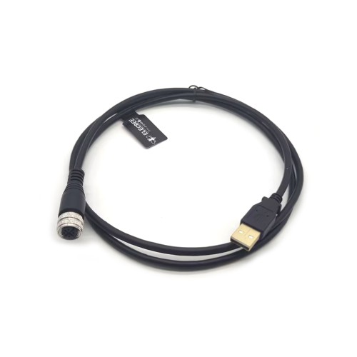 M12 to USB Cable M12 4Pin A Code Female to USB 2.0 A Male Assembly 1M AWG26