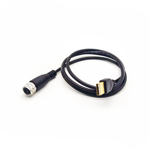 M12 to USB Cable M12 4Pin A Code Female to USB 2.0 A Male Assembly 1M AWG26