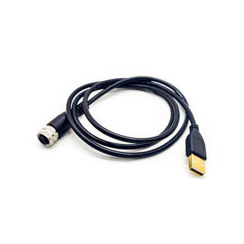 M12 to USB Cable M12 4Pin A Code Female to USB 2.0 A Male Assembly 1M AWG26