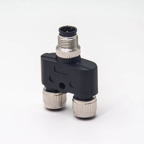 M12 Y Connector 4 Pin Male to Female A Code Unshiled Adapter Waterproof