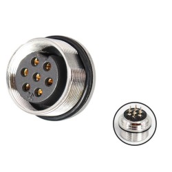 M16 7 Pin Connector Panel Receptacles A Coded Female Waterproof Straight Through Hole Front Bulkhead Unshield