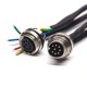 M16 8 Pin Cable Male to Female Straight Waterproof A Code Blukhead Assembly Cable 0.3M 24AWG Non-Shield