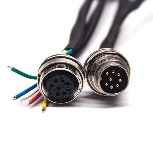 M16 8 Pin Cable Male to Female Straight Waterproof A Code Blukhead Assembly Cable 0.3M 24AWG Non-Shield