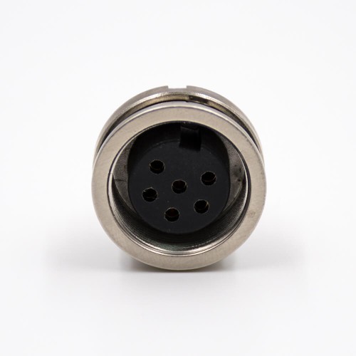 M16 Connector Female Panel Receptacles A Coded 6 Pin Waterproof Straight Back Mount Cable Shield