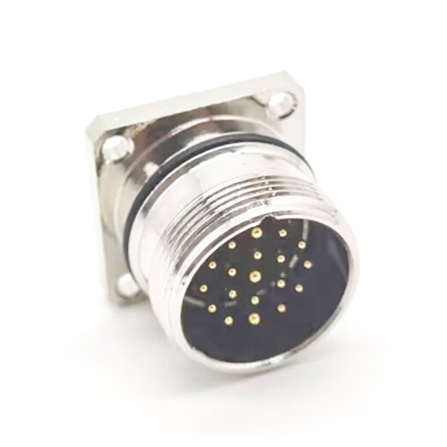 19 pin connector M623 Straight W aterproot Male Cable 4 Hole Flange Receptacles Shield