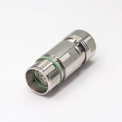 M23 Connector 17 Pin Zinc Alloy Shell Female Straight Waterproof Solder Shield