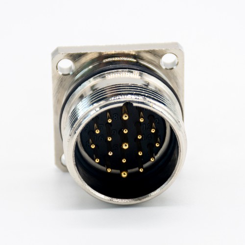 M23 Connector 19 pin Male socket Panel Mount 4 hole flange Shield Straight