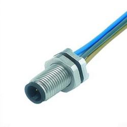 M5 Binder Connector Front Mount M5 3 Poles Male Socket Solder With 50CM 26AWG Wire Waterproof Shield 10pcs