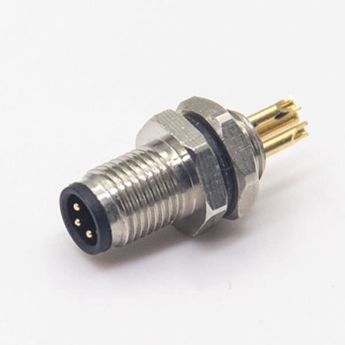 M5 Panel Mount Connector Male Waterproof 3pin Blukhead Solder Cup