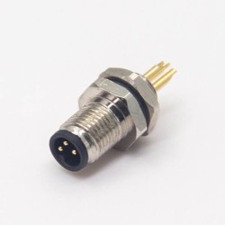 M5 Panel Mount Connector Male Waterproof 3pin Blukhead Solder Cup