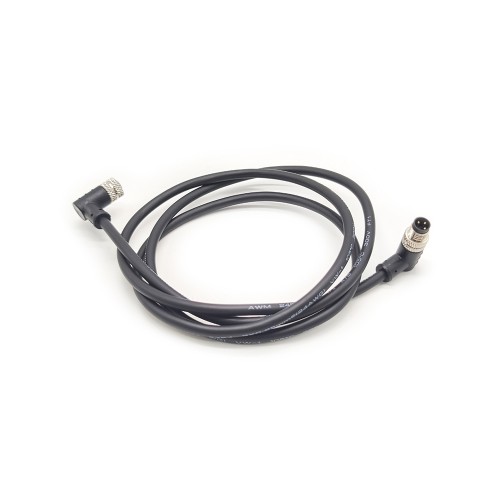 10pcs M8 3 pin Male Cable Waterproof 3 Pins Right Angle M8 Female Plug To Male Plug Moding Cable With 1M PVC 26AWG Wire