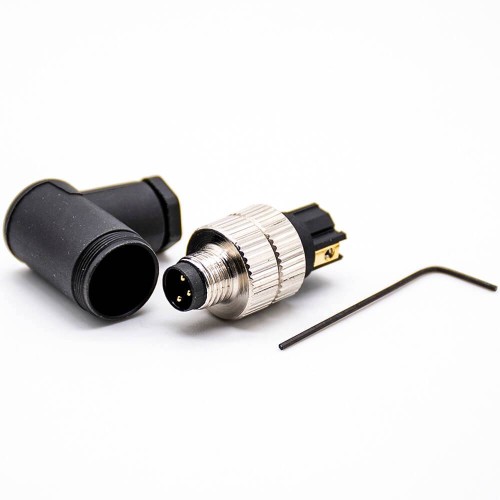 10pcs M8 Cable Assembly Plug Waterproof IP67 90 Degree Male Plug 3Pins Wireable Unshiled Connector