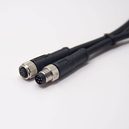 6 Pin Circular Connector M8 A Code Cable Crodset 26AWG 50CM Male to Female Straight