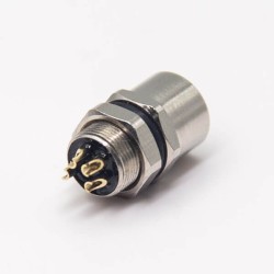 M8 4 Pin Female Connector Female Socket Solder Cup Straight Rear Blukhead Waterproof