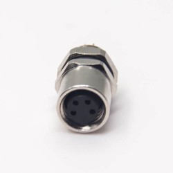 M8 4 Pin Female Connector Female Socket Solder Cup Straight Rear Blukhead Waterproof