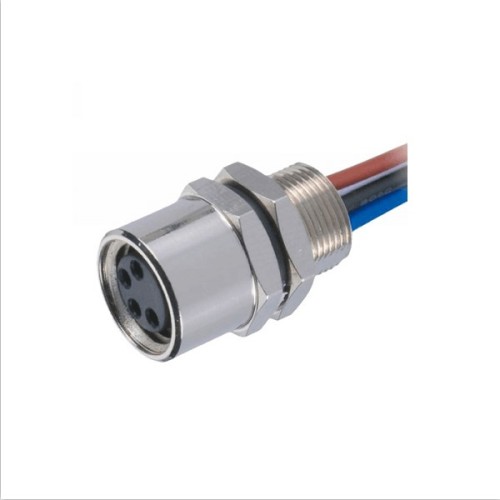 M8 4Pin Cable Socket Circular Wateproof Straight Back Mount Female Solder Cable With Wires 24AWG 0.5M Connector