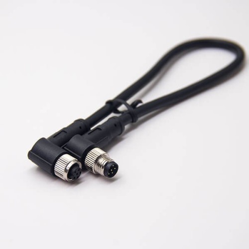 M8 6 Pin Cable Standard A Code Double Ended Cable 26AWG 1M Male to Female Plug Right Angle