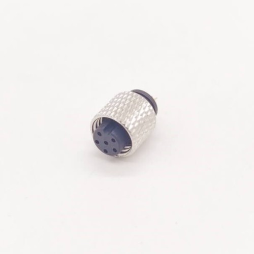 M8 6pin Female Connector Straight Solder Cup Overmolded Unshielded A Code