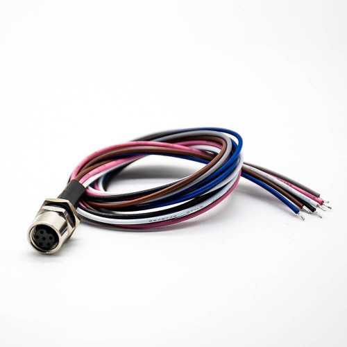 M8 6Pin Solder Cable Straight Female Socket Back Mount Wiring 0.2M Waterproof Aviation Connector