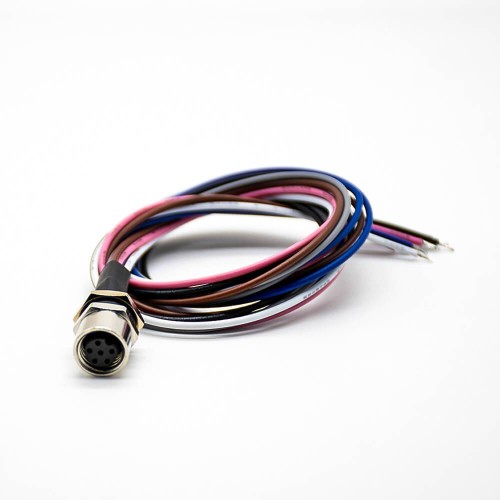 M8 6Pin Solder Cable Straight Female Socket Back Mount Wiring 0.2M Waterproof Aviation Connector