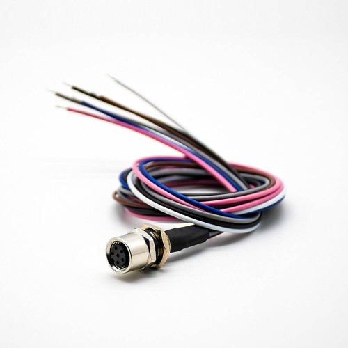 M8 6Pin Solder Cable Straight Female Socket Back Mount Wiring 0.2M Waterproof Aviation Connector