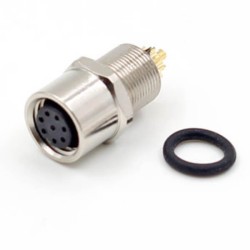 M8 8Pin Connector Waterproof A Coding Back Mount M8 Female Solder Socket