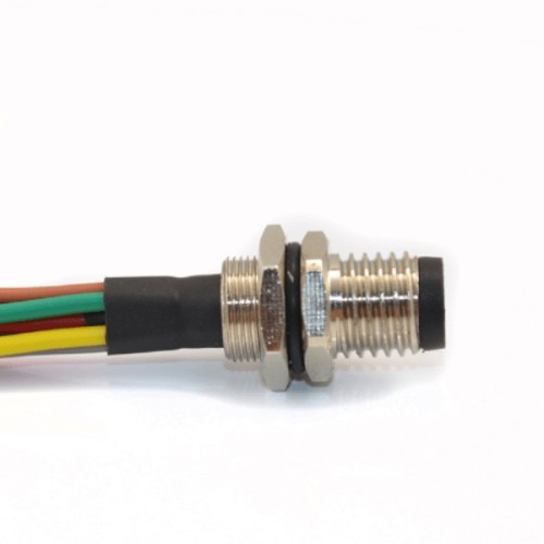 M8 8Pin Male Connector Waterproof Solder Cable With Wires 26AWG 0.5M Socket A Coding Straight Panel Mount Receptacle