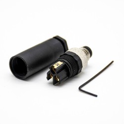 M8 Cable Assembly Plug 3 Pin Male Straight Screm Joint Unshielded