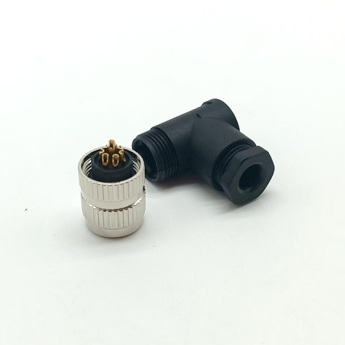 M8 Cable Assembly Plug Waterproof IP67 90 Degree Female Connector 8Pins Wireable Solder Cup Terminal Unshiled