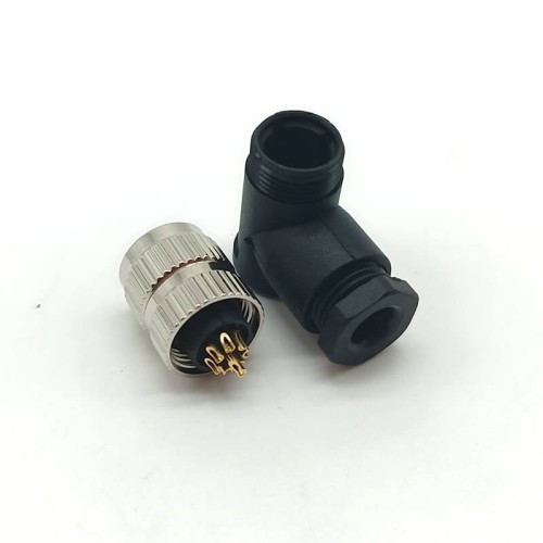 M8 Cable Assembly Plug Waterproof IP67 90 Degree Female Connector 8Pins Wireable Solder Cup Terminal Unshiled