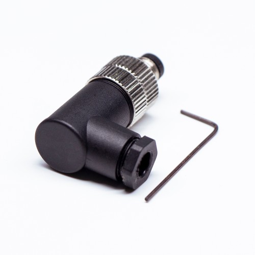 M8 Cable Assembly Plug Waterproof IP67 90 Degree Male Plug 3Pins Wireable Unshiled Connector